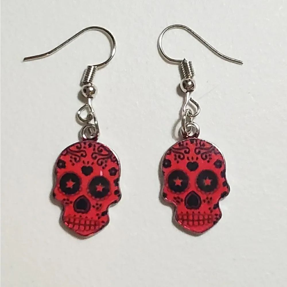 Handmade Halloween Day of the Dead Dia De Muertos skull earrings